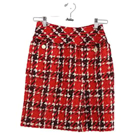 Chanel-mini saia de lã-Vermelho