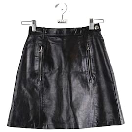 Prada-Leather Mini Skirt-Black