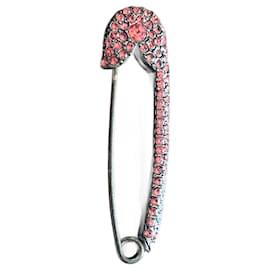 Sonia Rykiel-Safety pin adorned with pink crystals-Golden