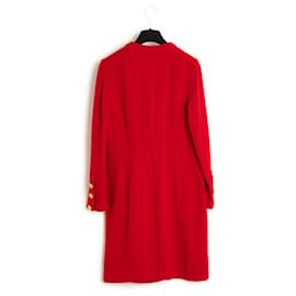 Chanel-Abrigo vestido de lana rojo Chanel de 1993, talla FR40, equivalente a US10.-Roja