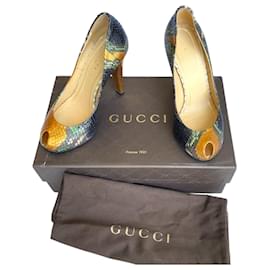 Gucci-Zapatos de tacón-Negro,Dorado,Bronce,Verde oscuro