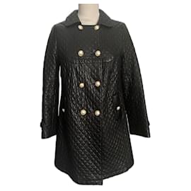 Autre Marque-Manteau 3/4 cuir matelassé Giovanni 38-Noir