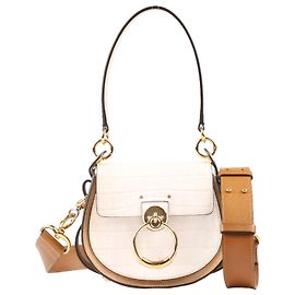 CHLOÉ Tess Small Croco em relevo x couro 2 Bolsa Way Bege e Marrom Bege