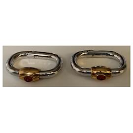 Yves Saint Laurent-Cufflinks-Silvery,Red,Golden