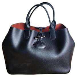 Longchamp-Einkaufstasche Roseau Größe L-Schwarz