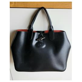 Longchamp-Einkaufstasche Roseau Größe L-Schwarz