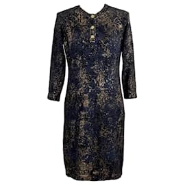 Chanel-New Paris / Byzance CC Buttons Patinated Dress-Blue