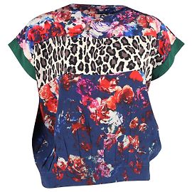 Top MSGM com estampa de leopardo e floral em seda multicolorida Outro Impressão em python