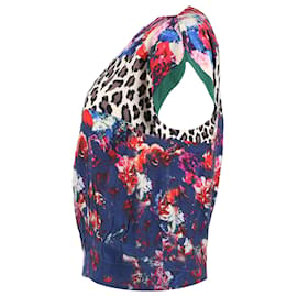 Msgm-Top MSGM com estampa de leopardo e floral em seda multicolorida-Outro,Impressão em python