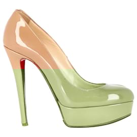 Christian Louboutin-Christian Louboutin Bianca Platform Pumps in Nude Patent Calf Leather-Flesh