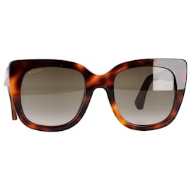 Gucci-Gucci GG0163S Cat Eye Havana Sunglasses in Brown Acetate-Brown