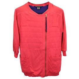 Marc Jacobs Asymmetric Zip Jacket in Red Cotton Red