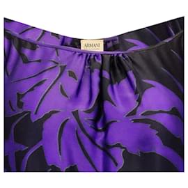Armani-Armani Collezioni Printed Belted Dress in Violet Silk-Purple