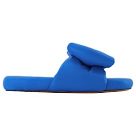 Off White-Slides acolchoados com laço - Off White - Azul - Couro-Azul