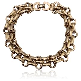 Christian Dior-Pulseira de corrente Rolo com forro de metal dourado vintage-Dourado