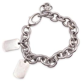 Gucci-sterling silver 925 Rolo Chain Bracelet with Two Dog Tags-Silvery