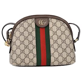 Gucci-Gucci Ophidia GG Small Shoulder Bag in Beige Canvas-Brown,Beige
