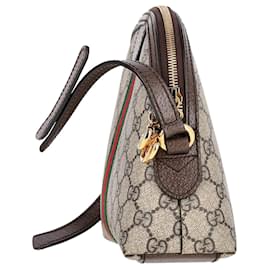 Gucci-Gucci Ophidia GG Small Shoulder Bag in Beige Canvas-Brown,Beige
