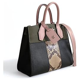 Louis Vuitton-Louis Vuitton City Steamer PM shoulder bag in leather and python-Black,Multiple colors