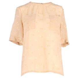 Marc by Marc Jacobs – Bluse mit metallischem Blumenmuster aus pfirsichfarbener Seide Angeln