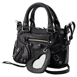 Balenciaga-Mini sac à bandoulière Neo Cagole Tote - Balenciaga - Cuir - Noir-Noir