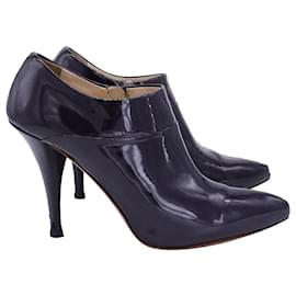 Prada-Prada High Heel Ankle Boots in Deep Violet Patent Leather-Purple
