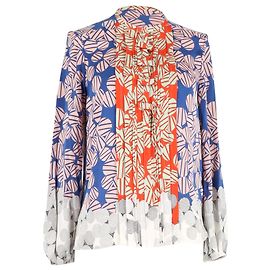 Blusa de manga comprida estampada Diane Von Furstenberg em seda multicolorida Outro Impressão em python