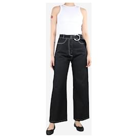 Rejina Pyo-Calça jeans preta de perna larga - tamanho UK 10-Preto