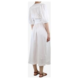 Autre Marque-Vestido midi cruzado de lino blanco - talla UK 8-Blanco
