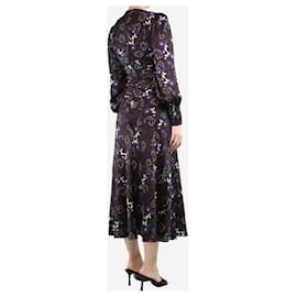 Autre Marque-Vestido midi fruncido floral negro - talla UK 8-Negro