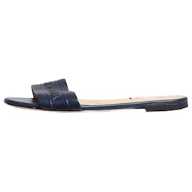 Fendi-Dark blue embossed logo sandals - size EU 37.5-Blue