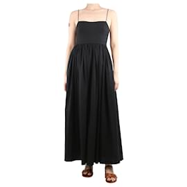 Autre Marque-Vestido midi preto com mistura de linho - tamanho Reino Unido 8-Preto