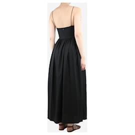 Autre Marque-Vestido midi preto com mistura de linho - tamanho Reino Unido 8-Preto