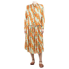 Marni-Orange and cream floral blouse and midi skirt set - size UK 6-Orange