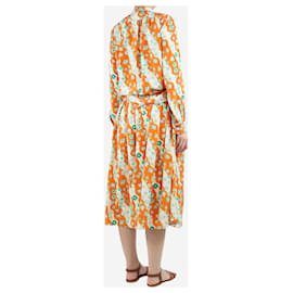 Marni-Conjunto de blusa floral laranja e creme e saia midi - tamanho Reino Unido 6-Laranja