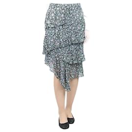 Isabel Marant Etoile-Dark green floral tiered midi skirt - size UK 8-Green