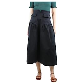 Ulla Johnson-Black A-line midi skirt - size UK 8-Black