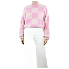 Autre Marque-Pink checkered high-neck jumper - size S-Pink