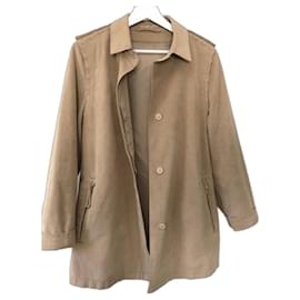 Autre Marque-Cappotto o giacca beige in alcantara o similpelle scamosciata taglia 38-40.-Beige