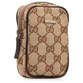 Gucci-Cigarrillo Gucci de lona marrón con GG-Castaño,Beige