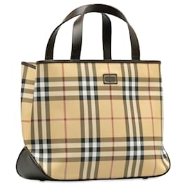 Burberry-Burberry Brown Mini House Check Handbag-Brown,Beige
