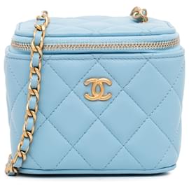 Chanel-Tocador Chanel azul Mini de piel de cordero Pearl Crush-Azul,Azul claro