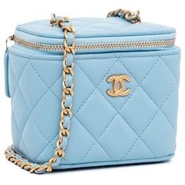 Chanel-Chanel - Mini-Kosmetiktisch aus Lammleder mit Perlenverzierung, Blau-Blau,Hellblau