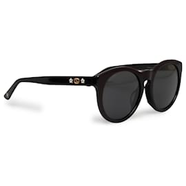 Gucci-Gucci Black Star Rhinestone Interlocking G Round Tinted Sunglasses-Black