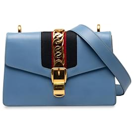 Gucci-Gucci Blue Small Sylvie Shoulder Bag-Blue,Light blue