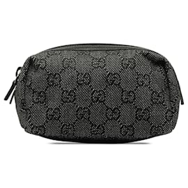 Gucci-Custodia in denim GG grigio Gucci-Nero,Grigio,Grigio antracite