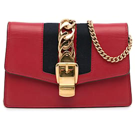 Gucci-Gucci Red Super Mini Sylvie Chain Bag-Red