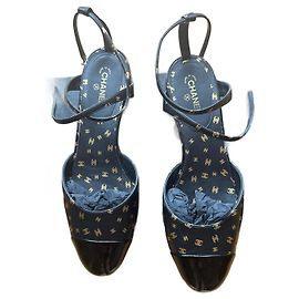 Chanel Black Leather Ballet Flats Black