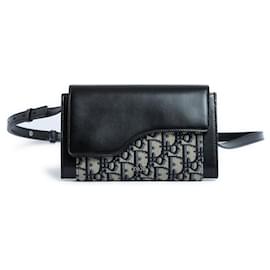 Dior-2023 Dior Wallet on Strap Bag in Blue Oblique Jacquard, in its box.-Navy blue