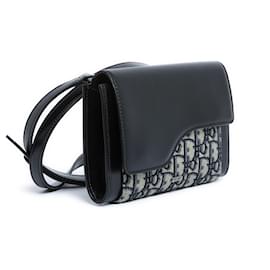 Dior-2023 Dior Wallet on Strap Bag in Blue Oblique Jacquard, in its box.-Navy blue
